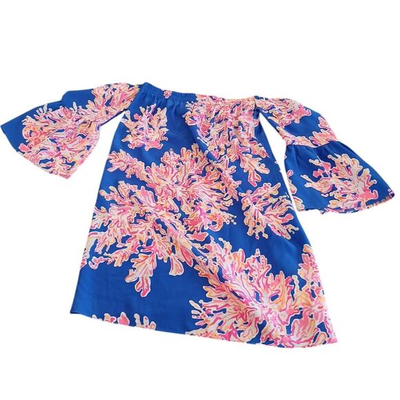 Lilly Brand Off shoulder bell sleeve‎ silk mini dress small - Picture 3 of 5
